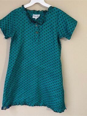 Rahab’s Rope Vintage Floral Green Dress Girls Size 2/3 Made In India 100% Silk